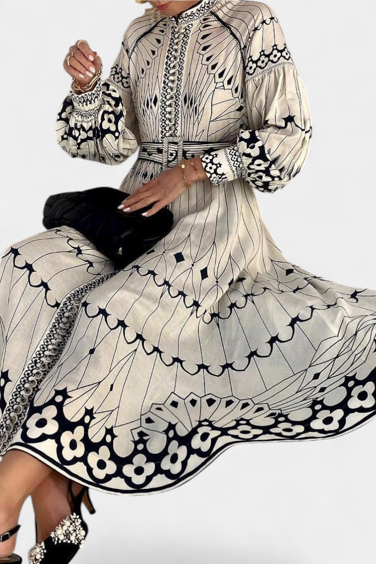 Robe Maxi Soria Bouton Brodé de Style Folk