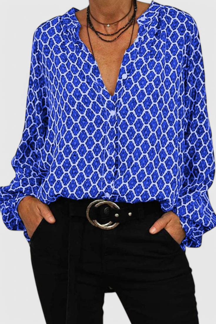 Jemima Chemise à Boutons avec Imprimé Géométrique