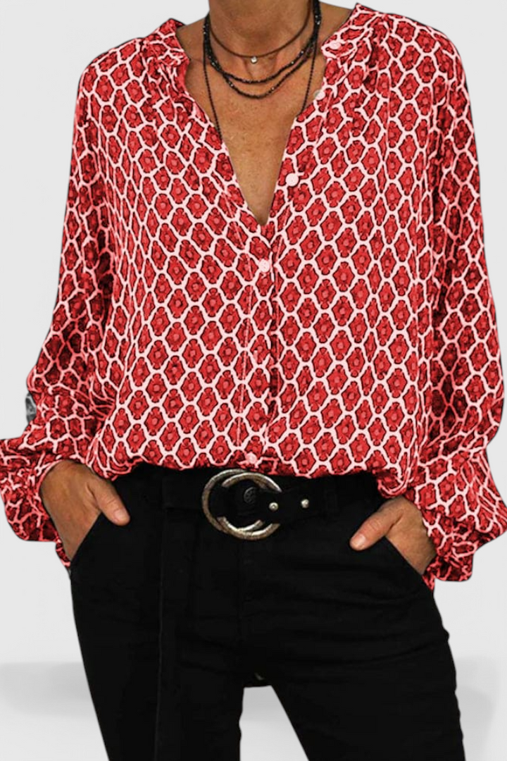 Jemima Chemise à Boutons avec Imprimé Géométrique