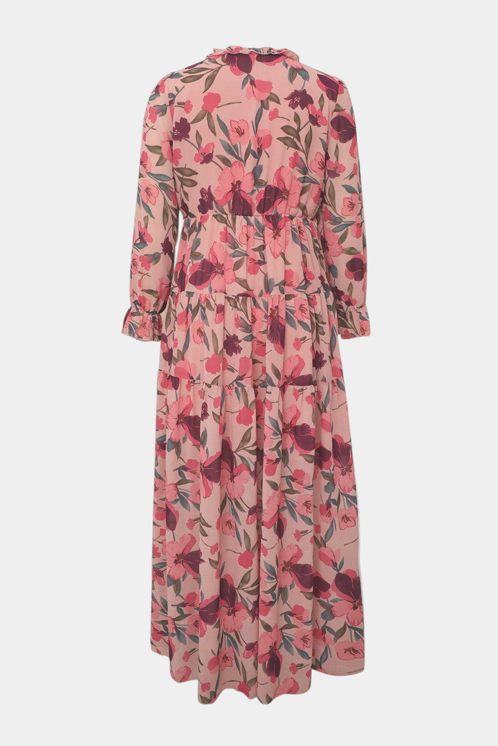Robe Maxi Fleurie Keti avec Manches Longues et Volants Délicats