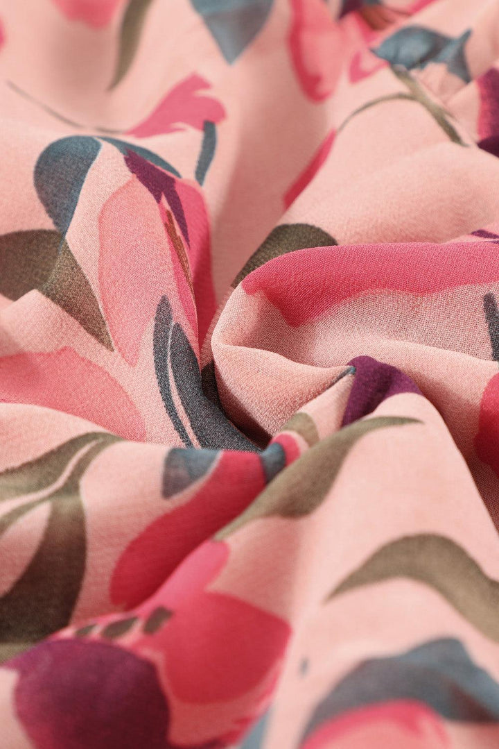 Robe Maxi Fleurie Keti avec Manches Longues et Volants Délicats