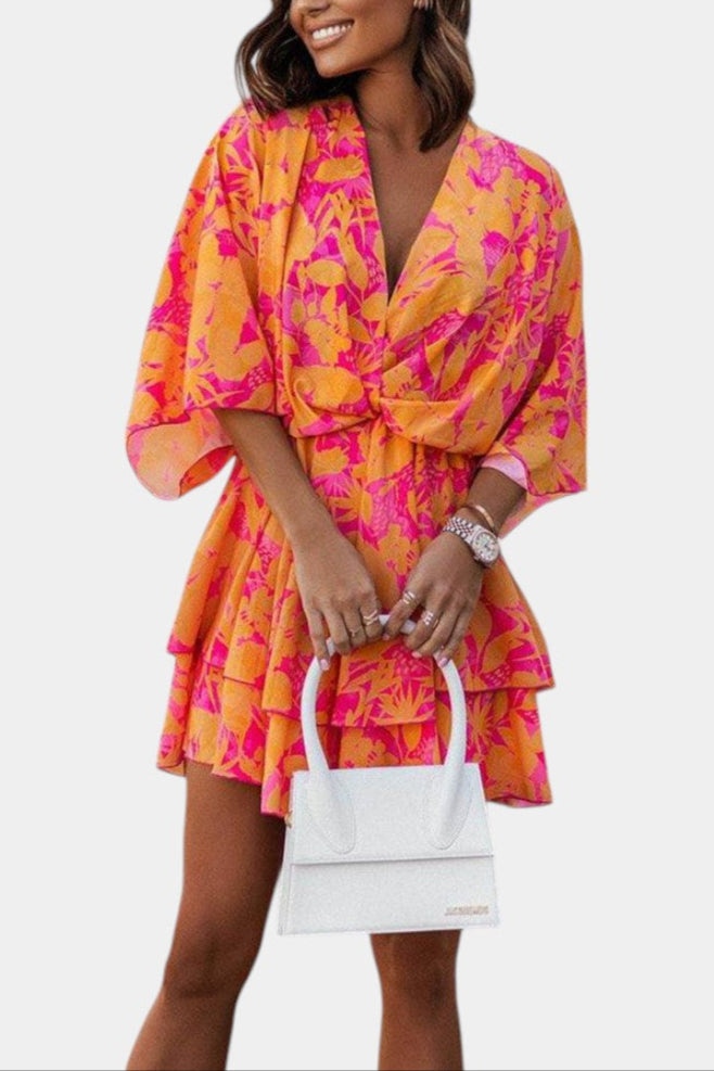 Eliza Robe Mini avec Nœud Frontal et Volants