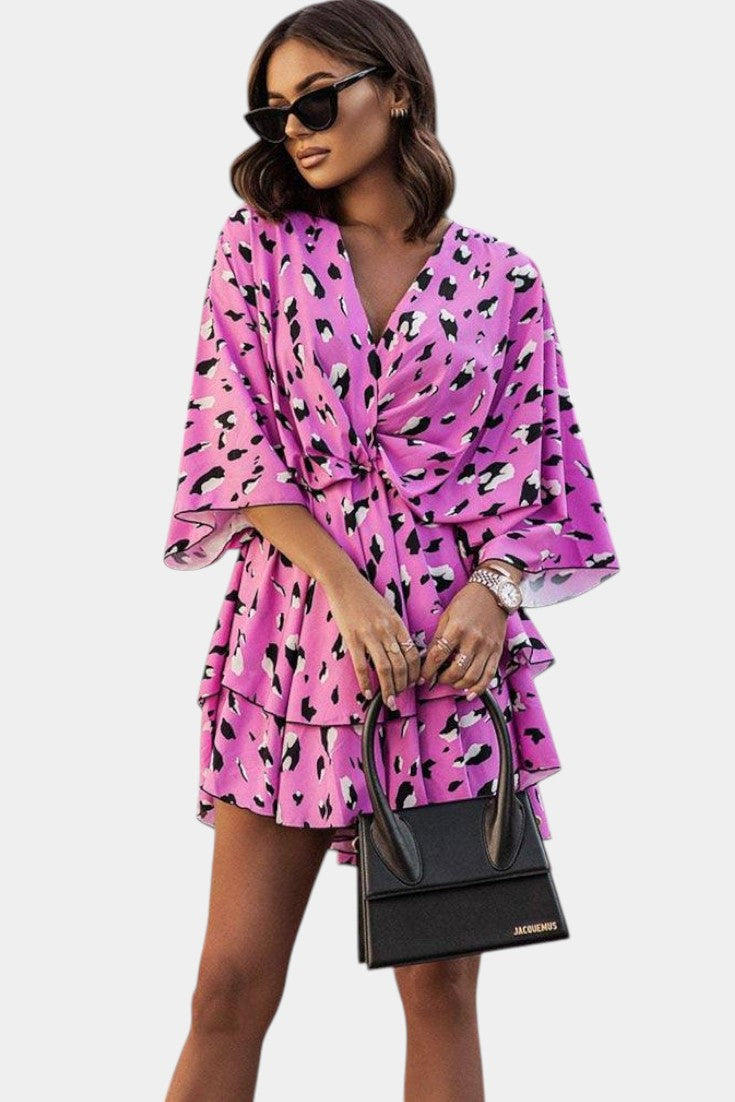 Eliza Robe Mini avec Nœud Frontal et Volants