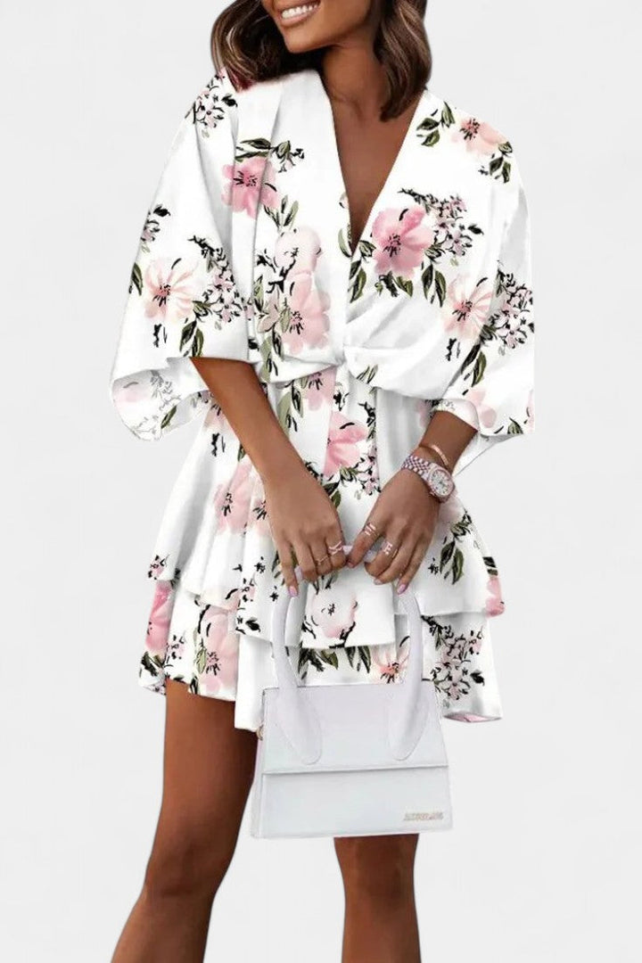 Eliza Robe Mini avec Nœud Frontal et Volants