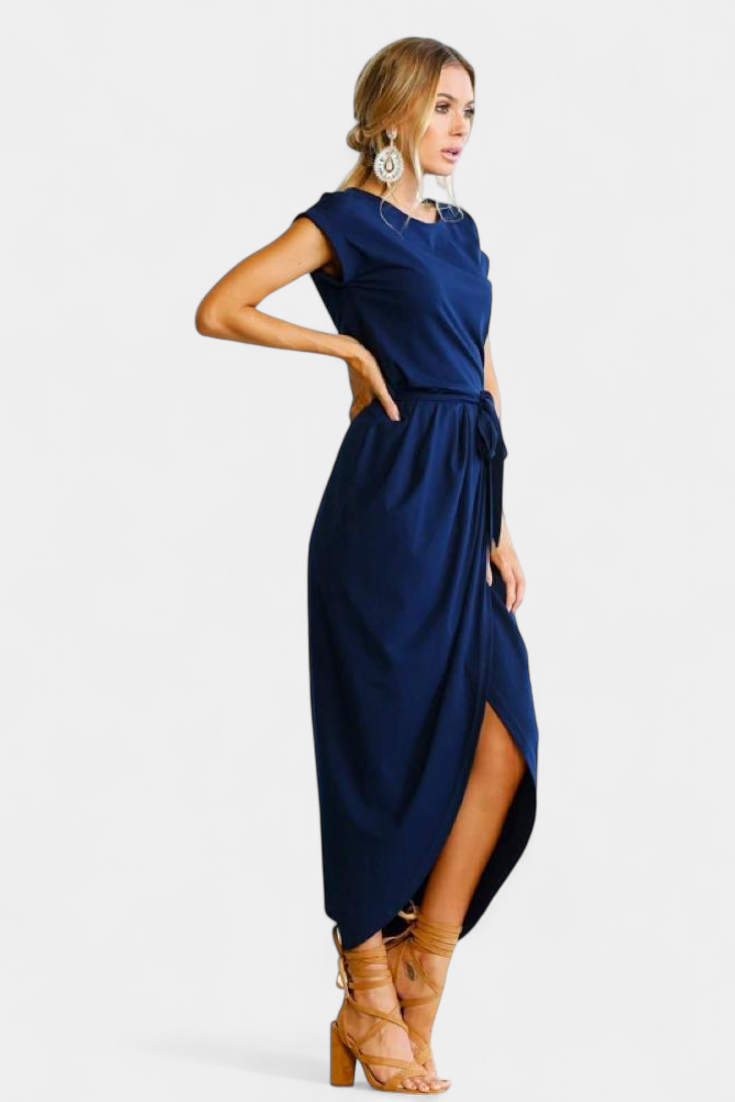 Robe Midi Enveloppante Clarissa avec Fente Latérale