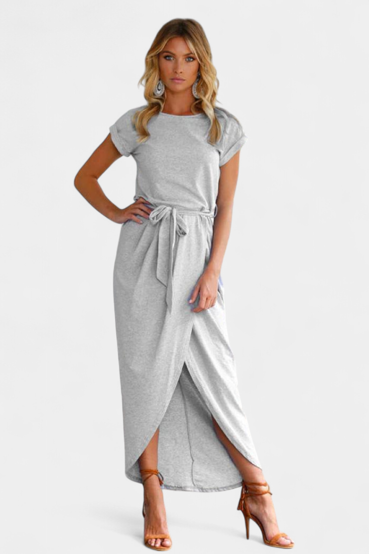Robe Midi Enveloppante Clarissa avec Fente Latérale