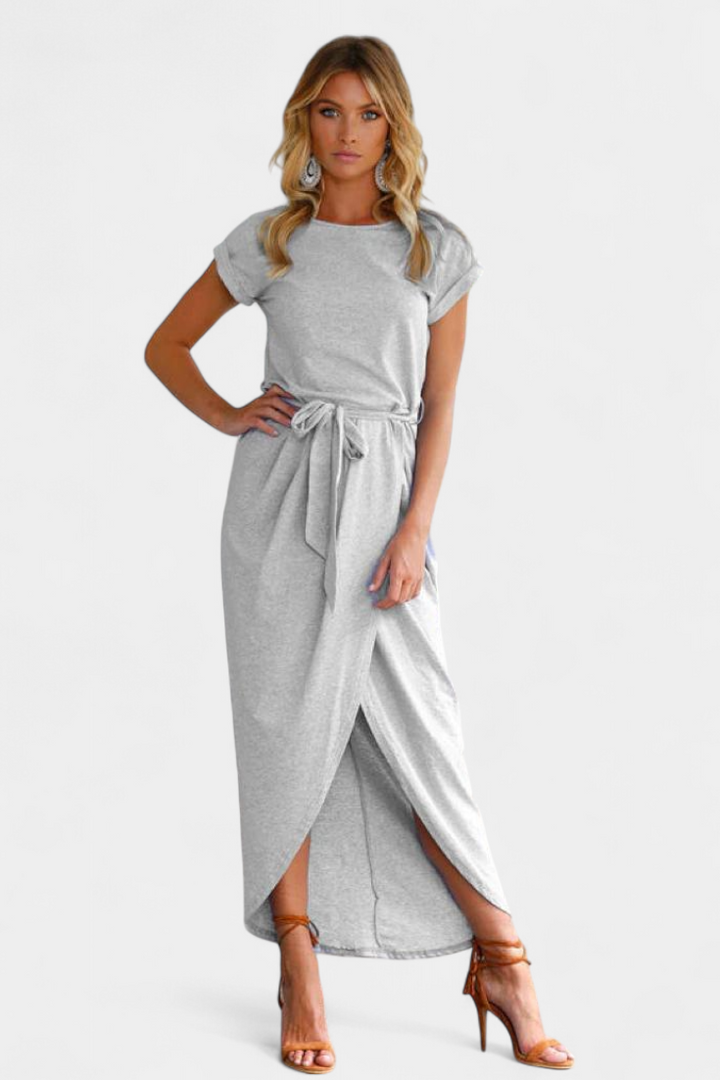 Robe Midi Enveloppante Clarissa avec Fente Latérale