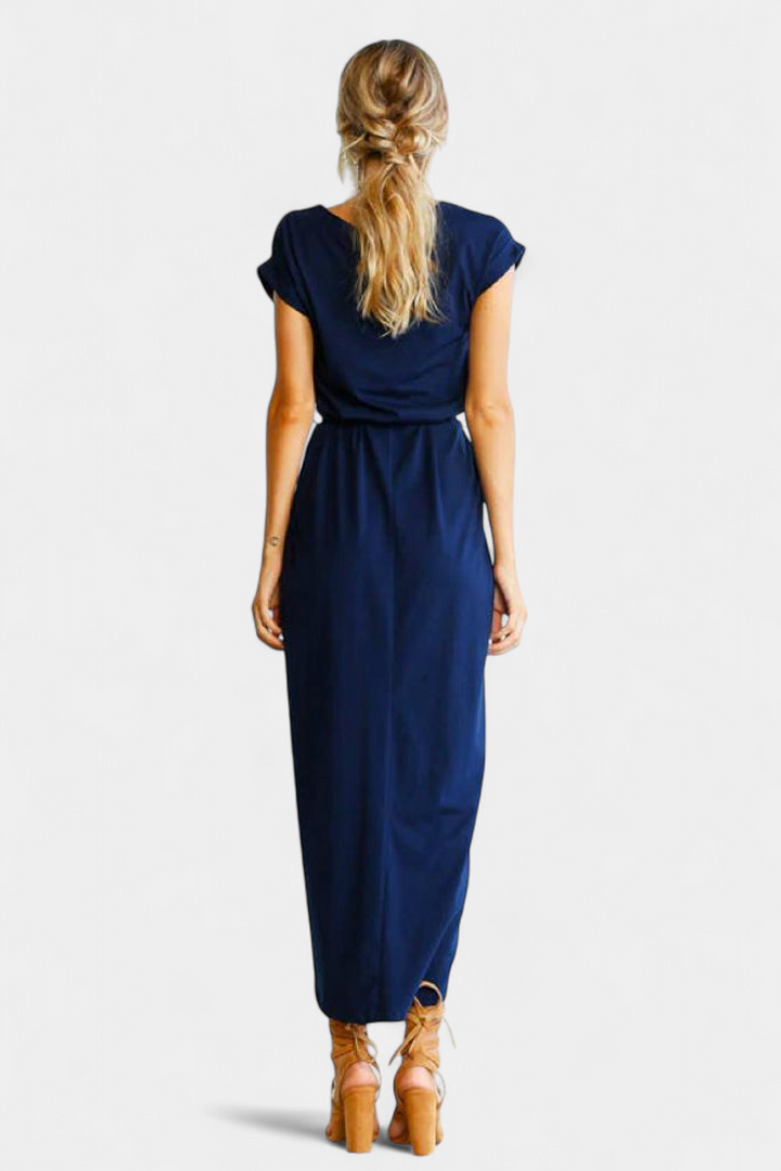 Robe Midi Enveloppante Clarissa avec Fente Latérale