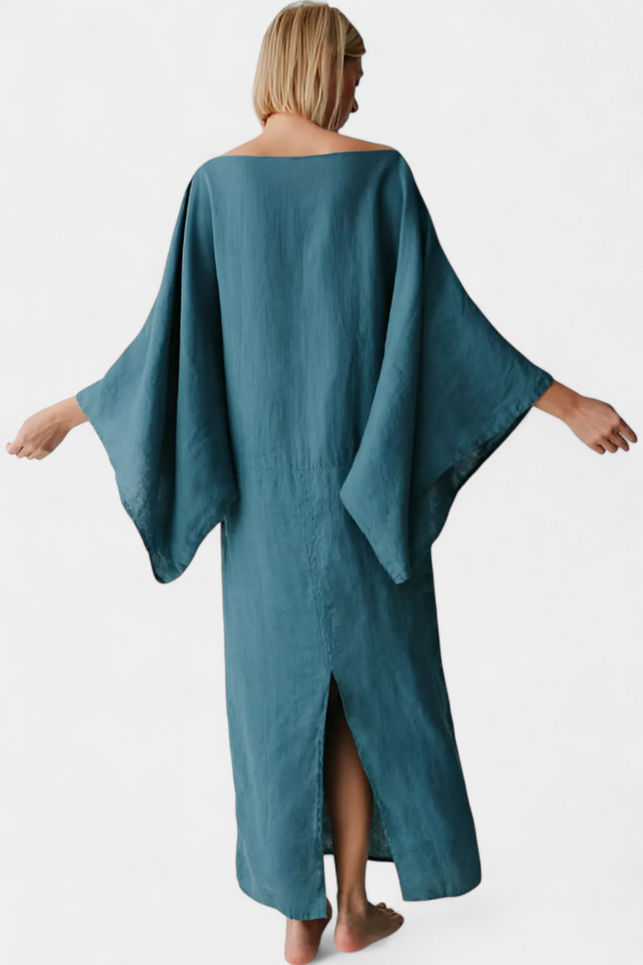 Kamilia Robe Kimono en Lin et Coton avec Ceinture