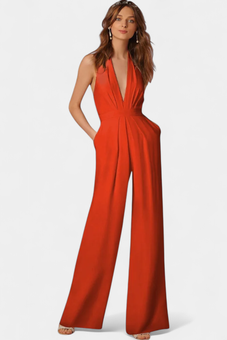 Lila Combinaison à Pantalon Large avec Élégance Légère