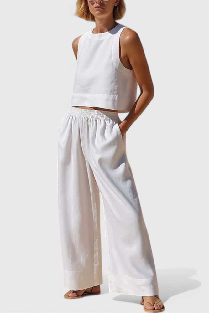 Avelina Ensemble Minimaliste en Coton et Lin Léger