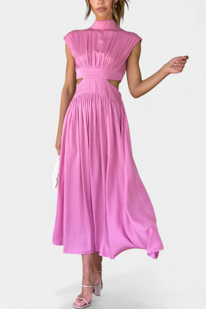 Jocelyn Ensemble Long Minimaliste avec Col Haut et Fente Latérale