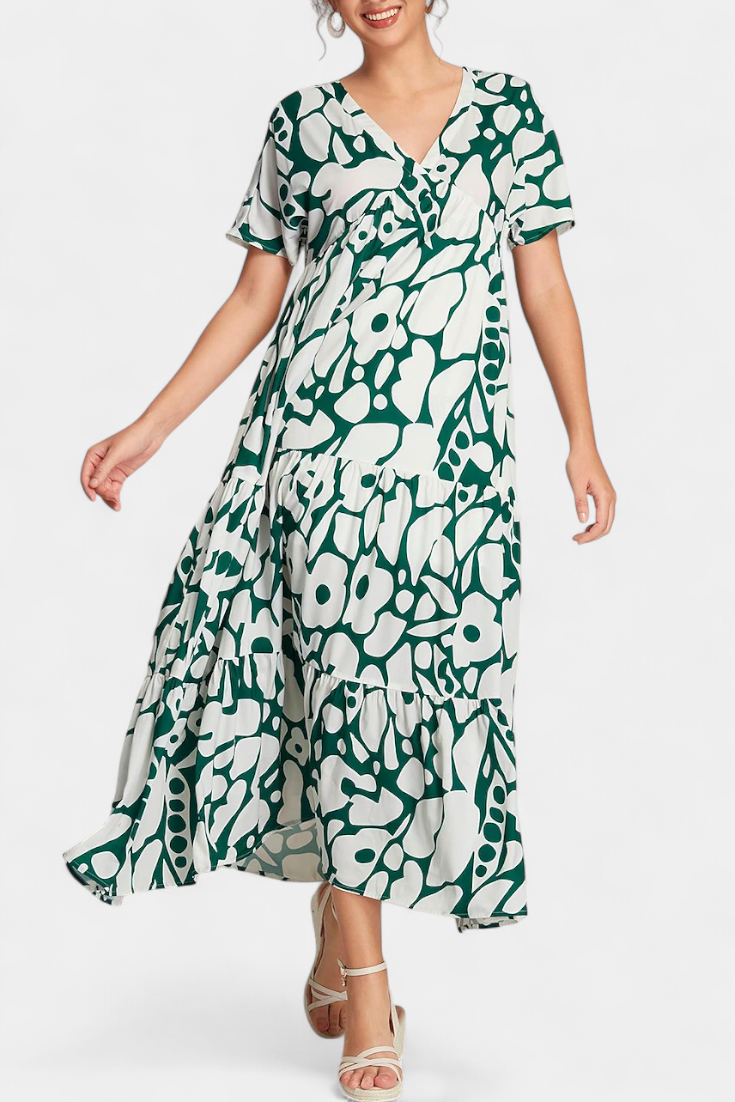 Nélida Robe Fluide Imprimée avec Décolleté en V