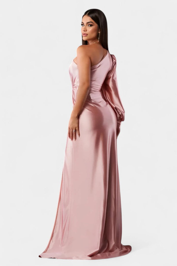 Robe Asymétrique Drapée Charlotte à Une Épaule