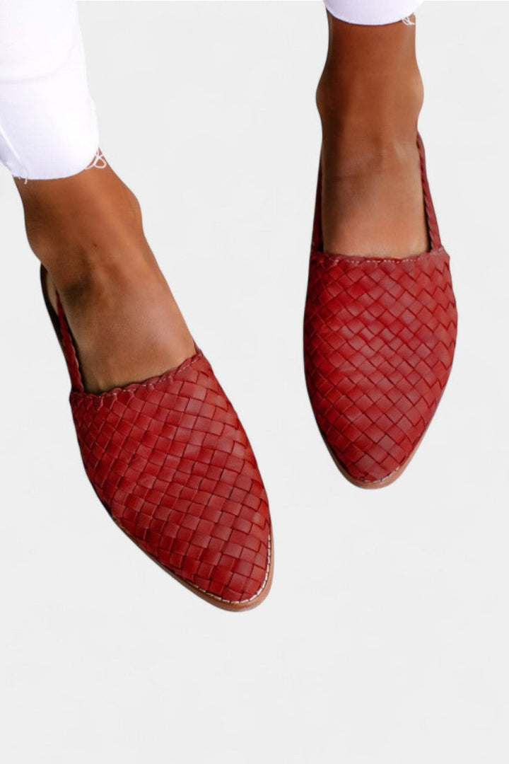 Mules Isadora Tressées avec Bout Pointu et Sangle Slingback