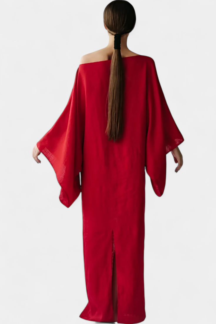 Kamilia Robe Kimono en Lin et Coton avec Ceinture