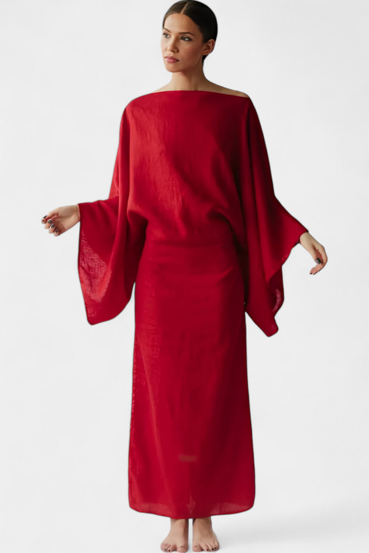 Kamilia Robe Kimono en Lin et Coton avec Ceinture