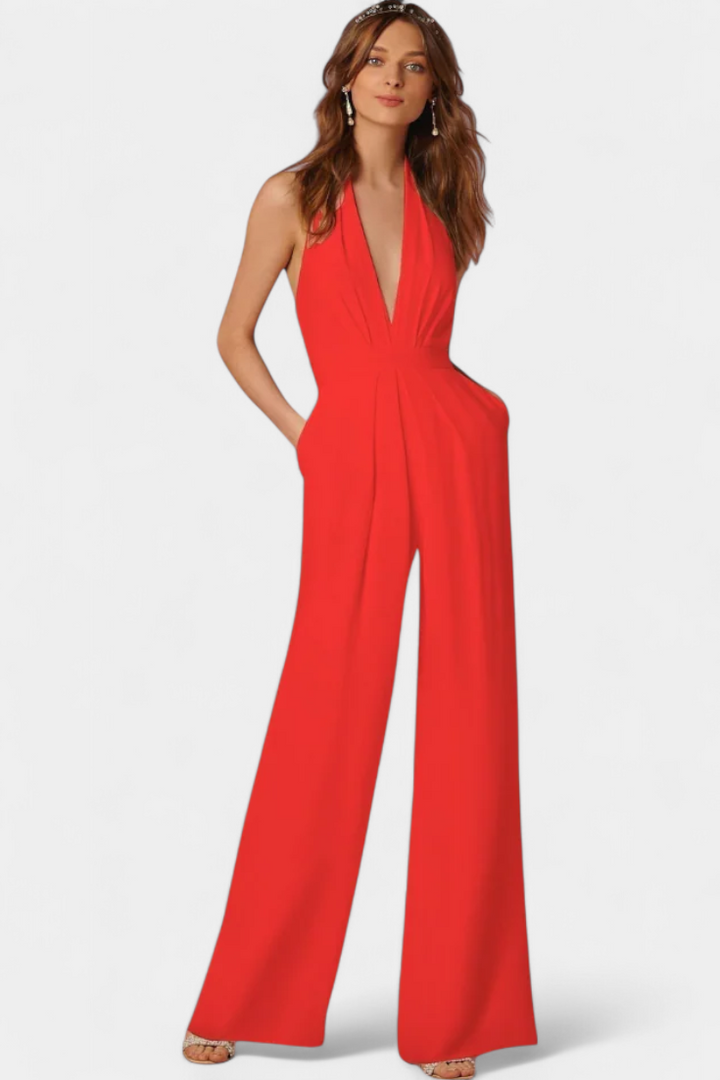 Lila Combinaison à Pantalon Large avec Élégance Légère