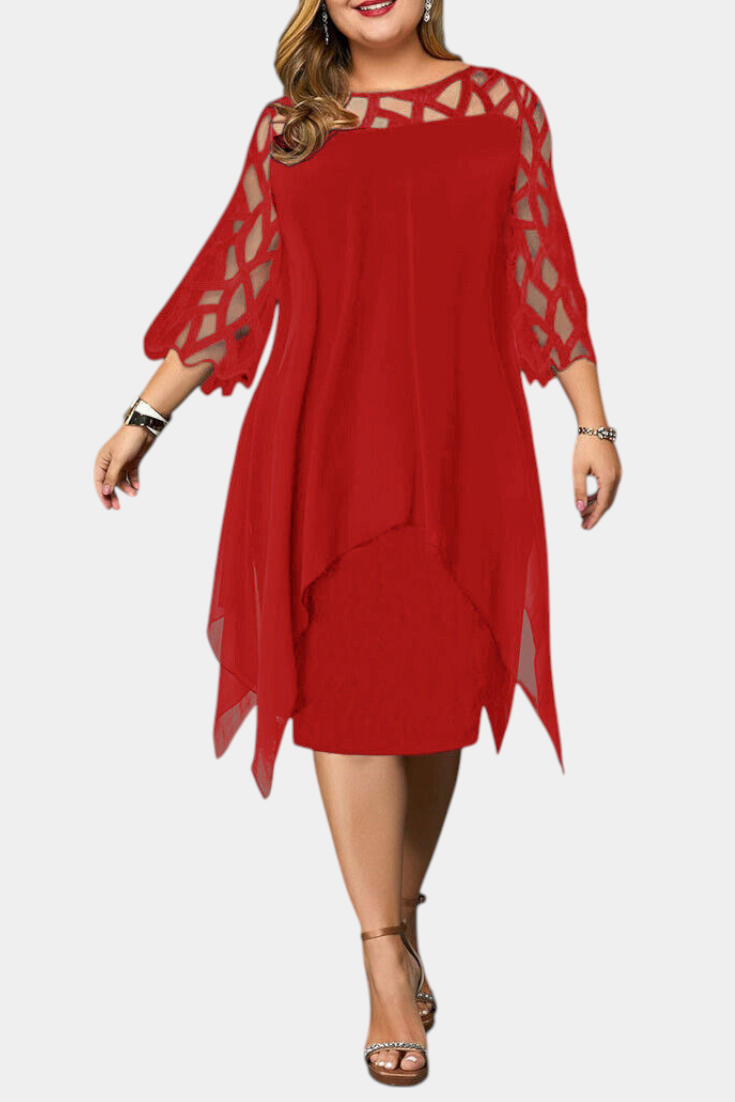 Robe Yana Grande Taille avec Manches en Dentelle