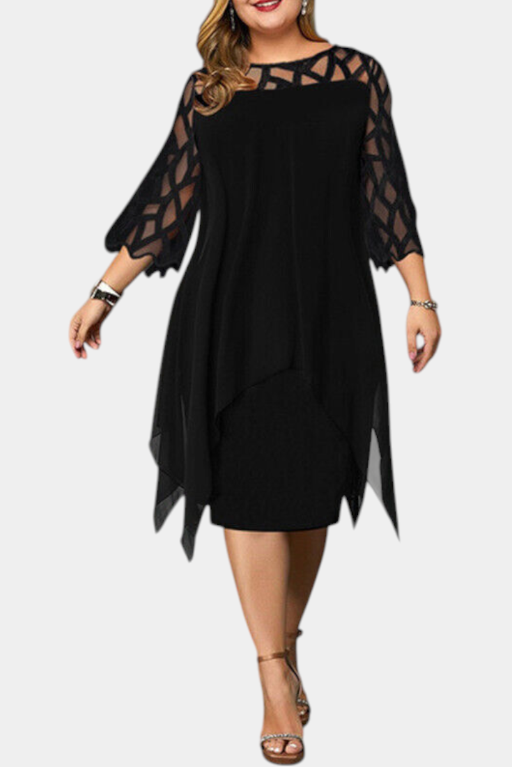 Robe Yana Grande Taille avec Manches en Dentelle