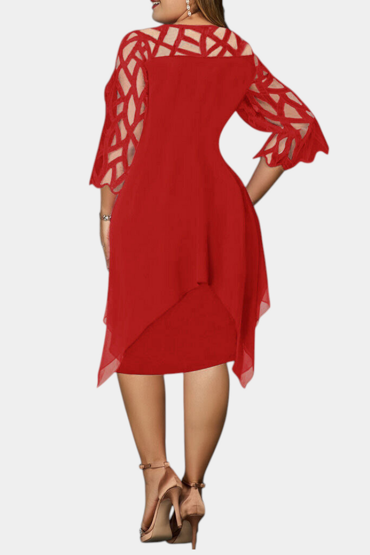 Robe Yana Grande Taille avec Manches en Dentelle
