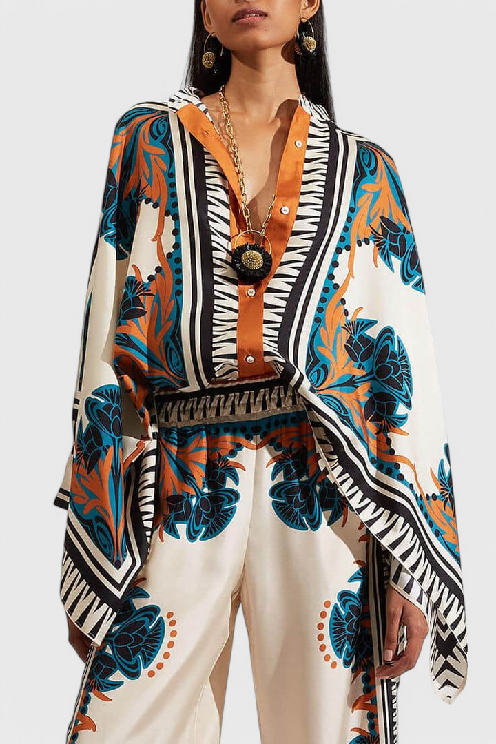 Beatriz Ensemble Floral en Satin au Crépuscule