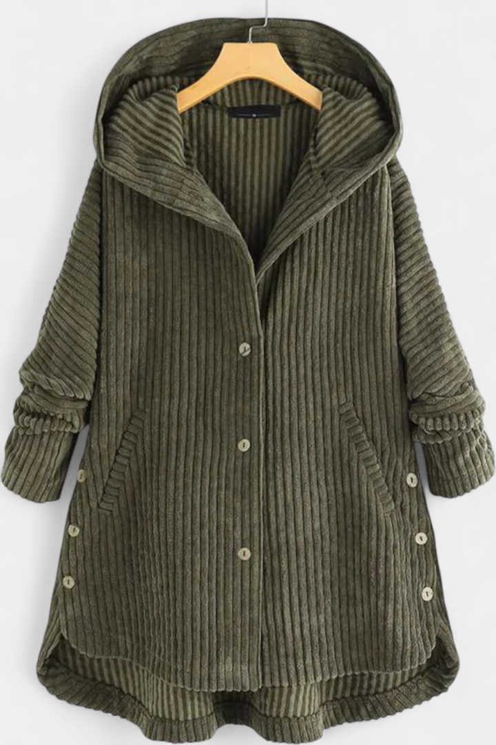 Taia Manteau en Velours Côtelé avec Capuche