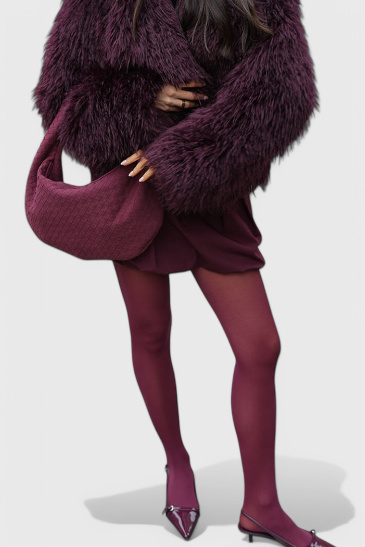 Sac Lila Moyen Tissé avec Détail de Nœud