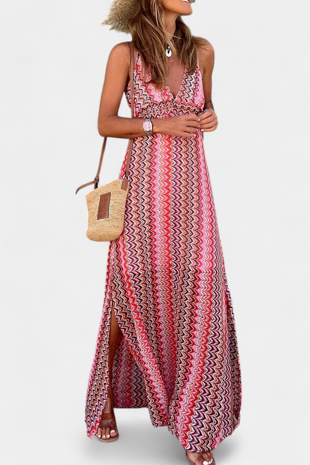 Jeni Robe Longue Boho avec Décolleté Halter et Imprimé Tribal