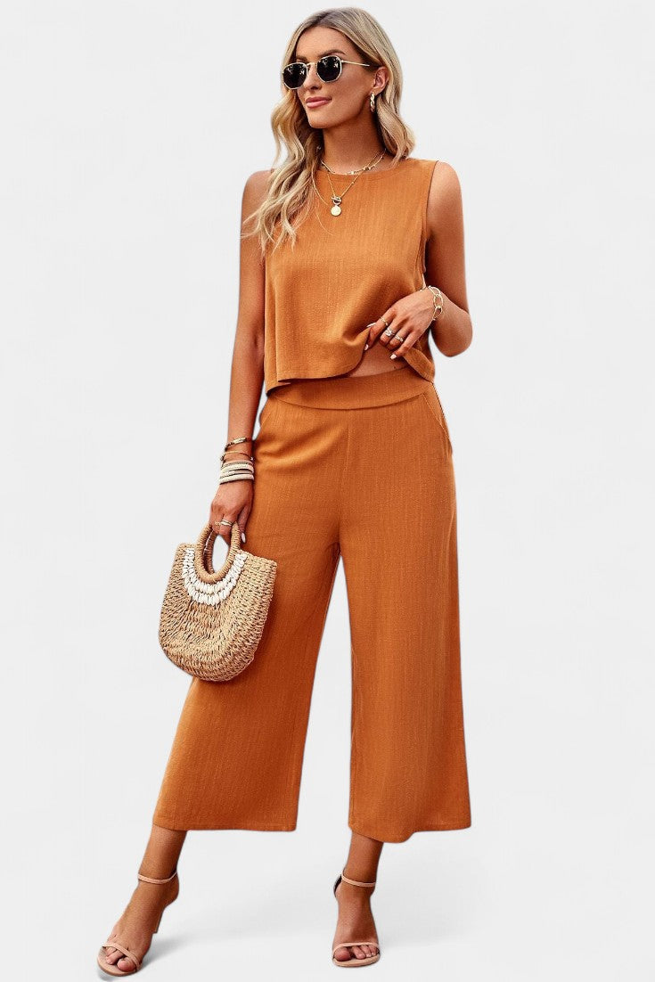Lavinia Ensemble Boho de Top et Shorts en Lin et Coton