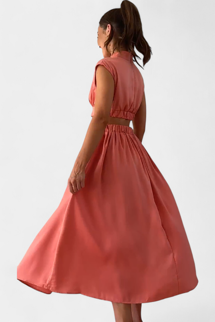 Jocelyn Ensemble Long Minimaliste avec Col Haut et Fente Latérale