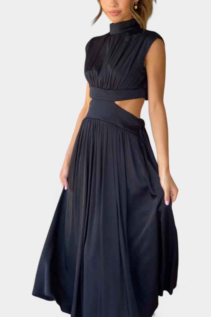 Jocelyn Ensemble Long Minimaliste avec Col Haut et Fente Latérale