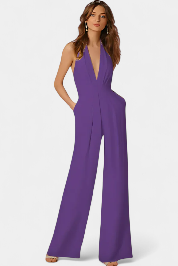 Lila Combinaison à Pantalon Large avec Élégance Légère