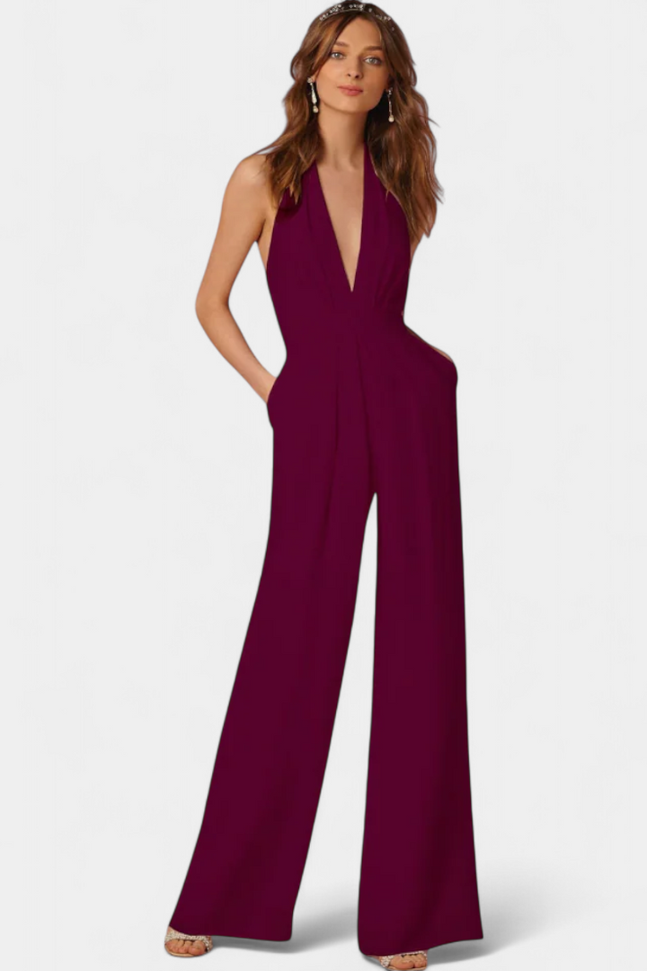 Lila Combinaison à Pantalon Large avec Élégance Légère